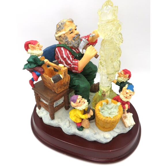 Light Up Santa Ice Carving Workshop Figurine Elves Christmas Decoration 7.5"T - Picture 1 of 12